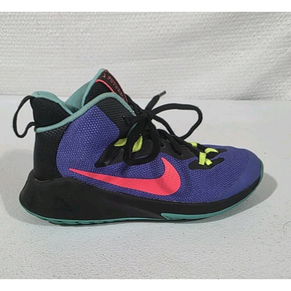 NIke Future Court 3 Basketball Shoes Purple Pink Teal AJ2615-500 Youth Size 2 - Picture 4 of 10